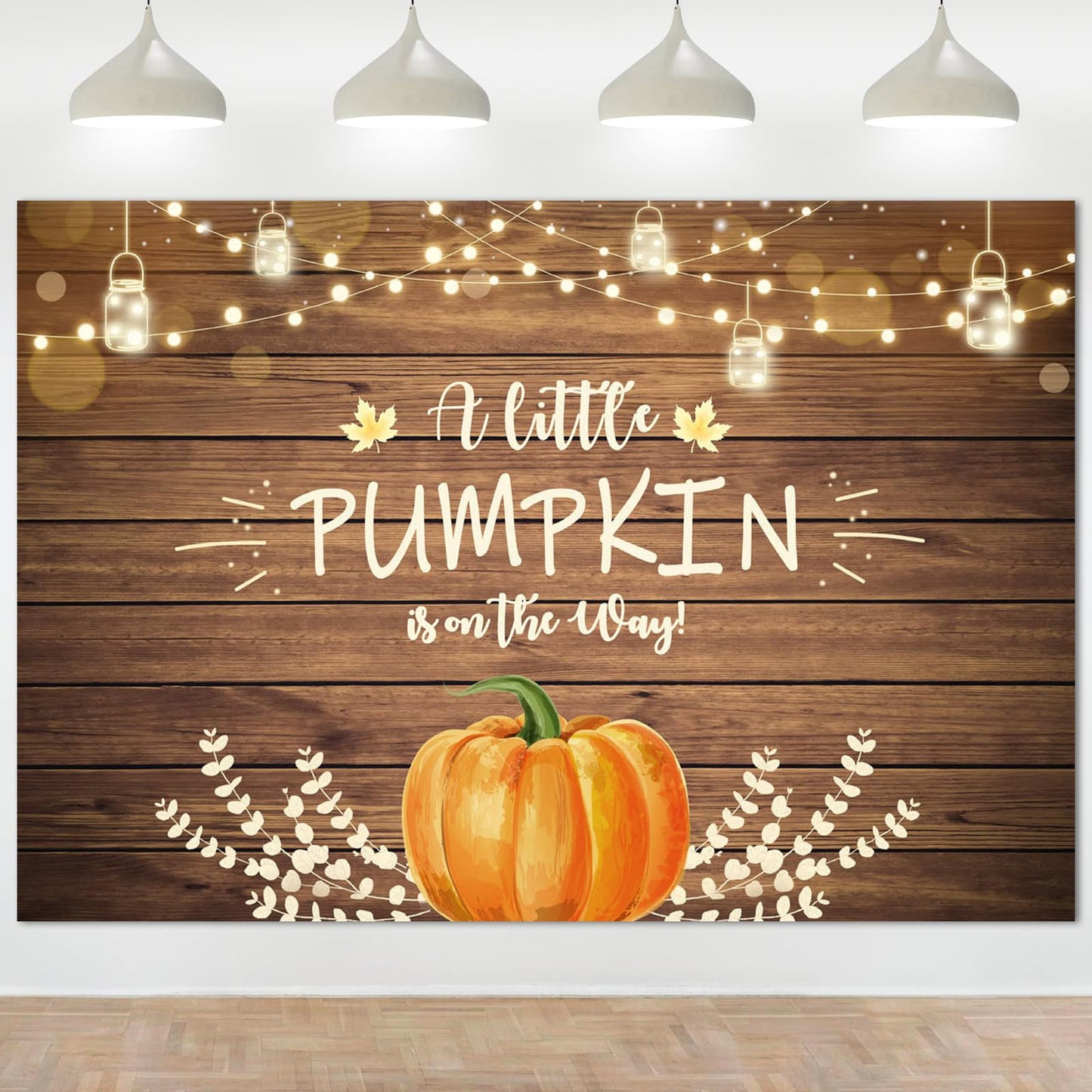 Avezano Little Pumpkin Baby Shower Backdrop Orange Pumpkin Patch Baby Shower Background Vinyl Autumn Fall Rustic Boy Girl Sprink