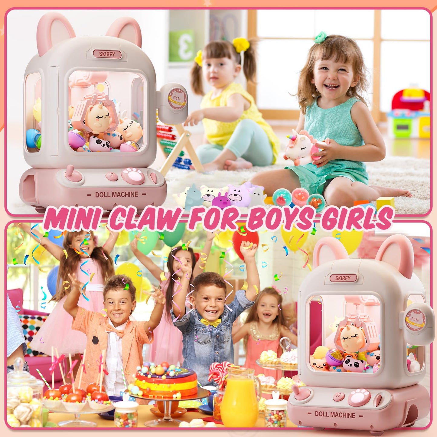 Skirfy Claw Machine For Kids,Mini Vending Machine, Prize Dispenser Toys For Girls And Boys, Electronic Arcade Game For Party Bir