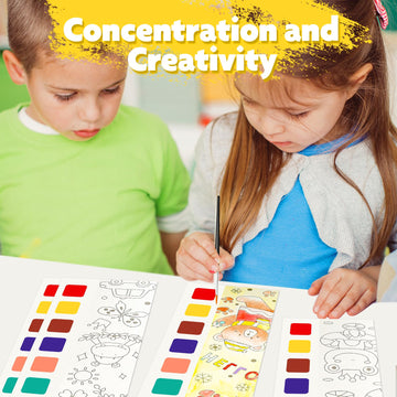 Watercolor Painting Book,Pocket Water Color Paint Mess Free Coloring for Kids Ages 2-4,3-5,6-8,Travel Arts and Crafts Creative V