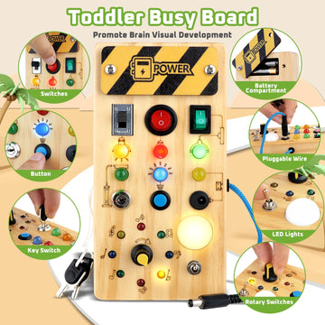 Toddler Toys Busy Board With Led Light, Preschool Learning Activities Sensory Toys For Toddlers 1-3,Montessoti Toys 1 2 3 Year O