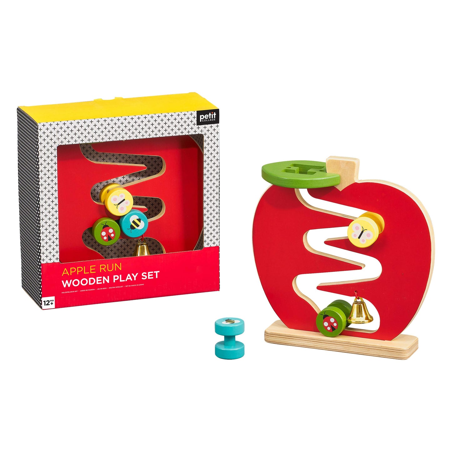 Petit Collage Wooden Apple Racer Toddler Toy, Activity Toys Designed With Safe Materials – Wooden Toy For Babies And Toddlers 12 Months And Older, Builds Hand-Eye Coordination