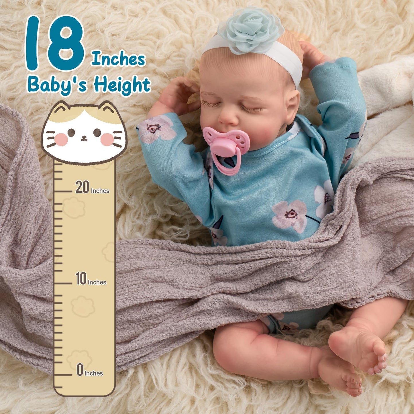 Jirachi Realistic Reborn Baby Dolls, 18-Inch Newborn Soft Body Real Life Sleeping Baby Girl, Lifelike Reborn Baby With Toy Accessories For Girls Yellow