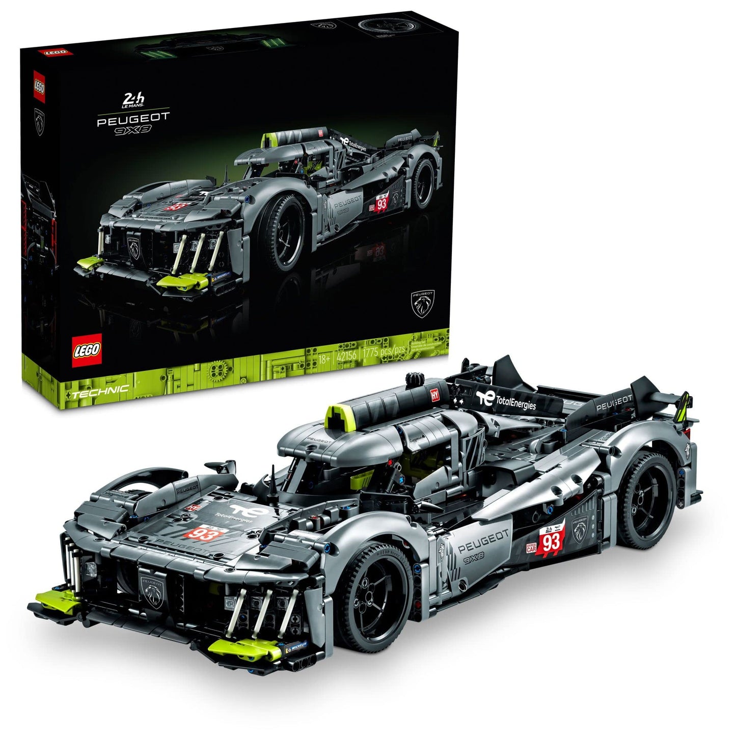 Lego Technic Peugeot 9X8 24H Le Mans Hybrid Hypercar 42156 Collectible Race Car Building Kit For Adults And Teens, 1:10 Scale Ra