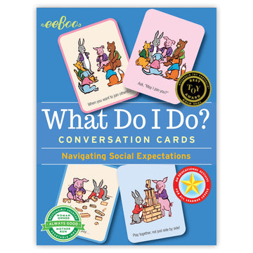Eeboo: What Do I Do? Conversation Flashcards, Helps Develop Empathy Through Illustrations Of Social Situations That Show Complex Emotions, Valuable Communication Skills Formed, For Ages 3 And Up