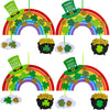 Winlyn 12 Sets St. Patricks Day Decorations Rainbow Ornaments DIY St. Pats Craft Kits Rainbow Four-Leaf Clover Irish Lucky Sha