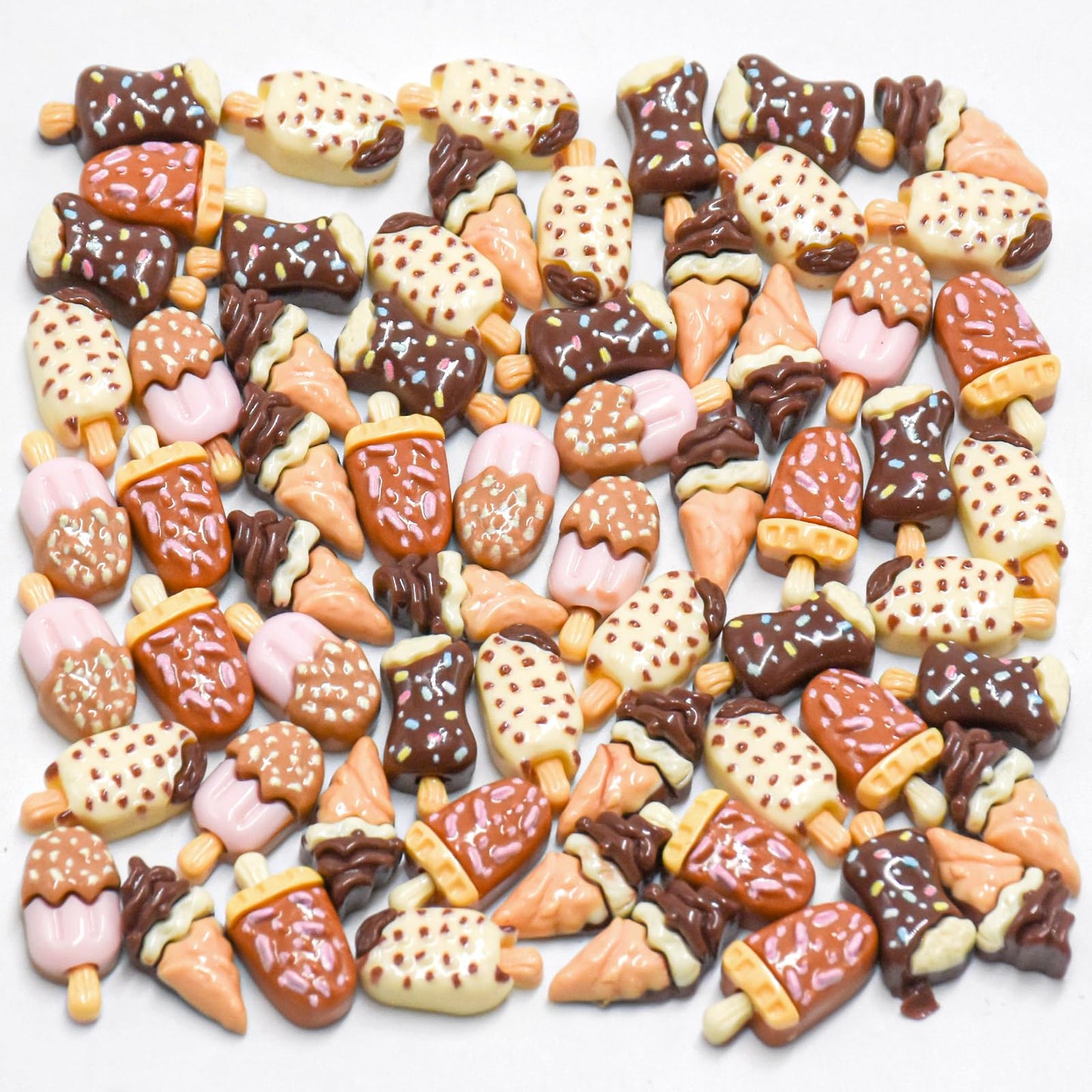 60 Pieces Mini Ice Cream Decor for Dollhouse Accessorie Mini Food Dessert for Crafts Tiny Resin Ice Cream for Dollhouse Mini Kit