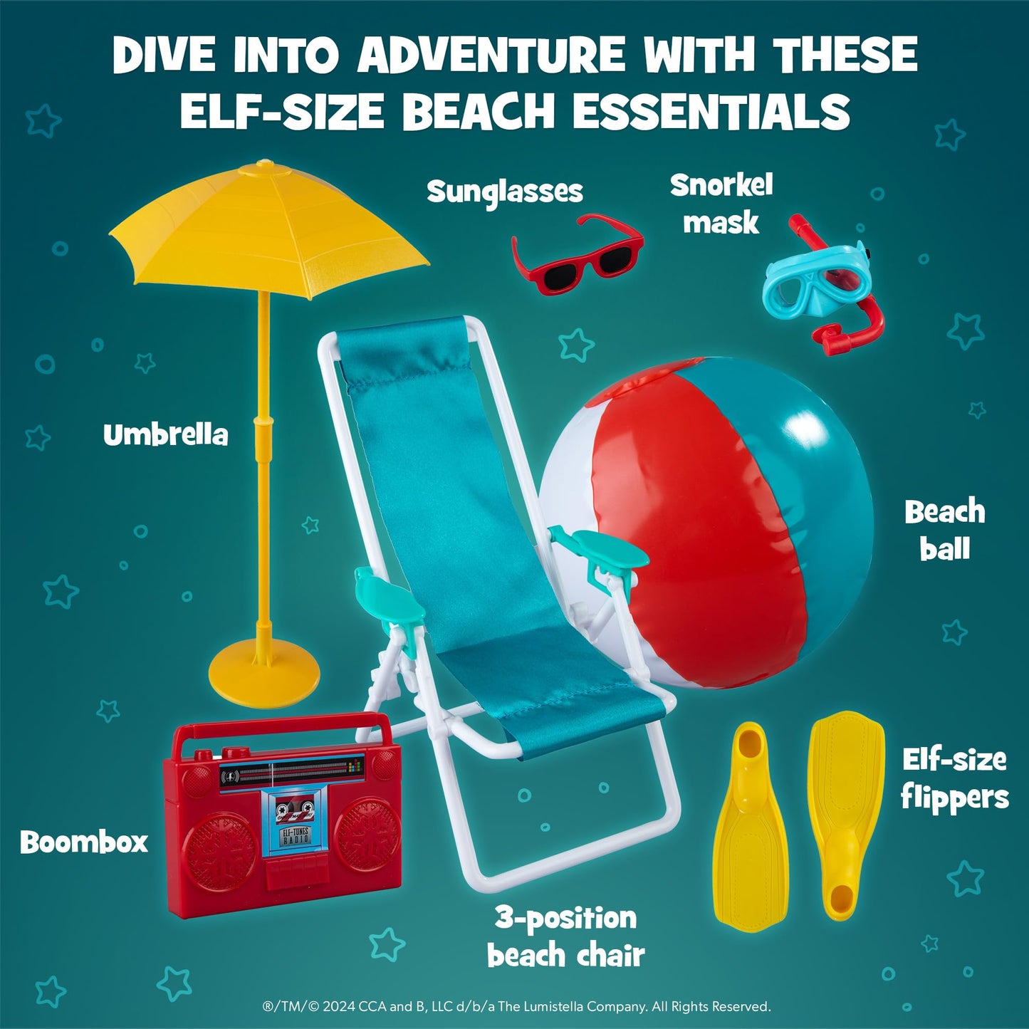 The Elf on the Shelf Beach Vacation Set - 8-Piece The Elf on the Shelf Beach Accessories for Your Scout Elf - Includes Beach Cha