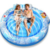 TURNMEON Inflatable Tanning Pool Lounger Float, 72" x 47", Plastic, Blue/Pink, with Backrest & Drink Holder for Adults