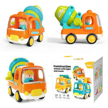 Ctffnny Friction Powered Push And Go Cars Small Cement Truck With Music Sound And Light Construction Vehicles Toys Trucks Cars 1