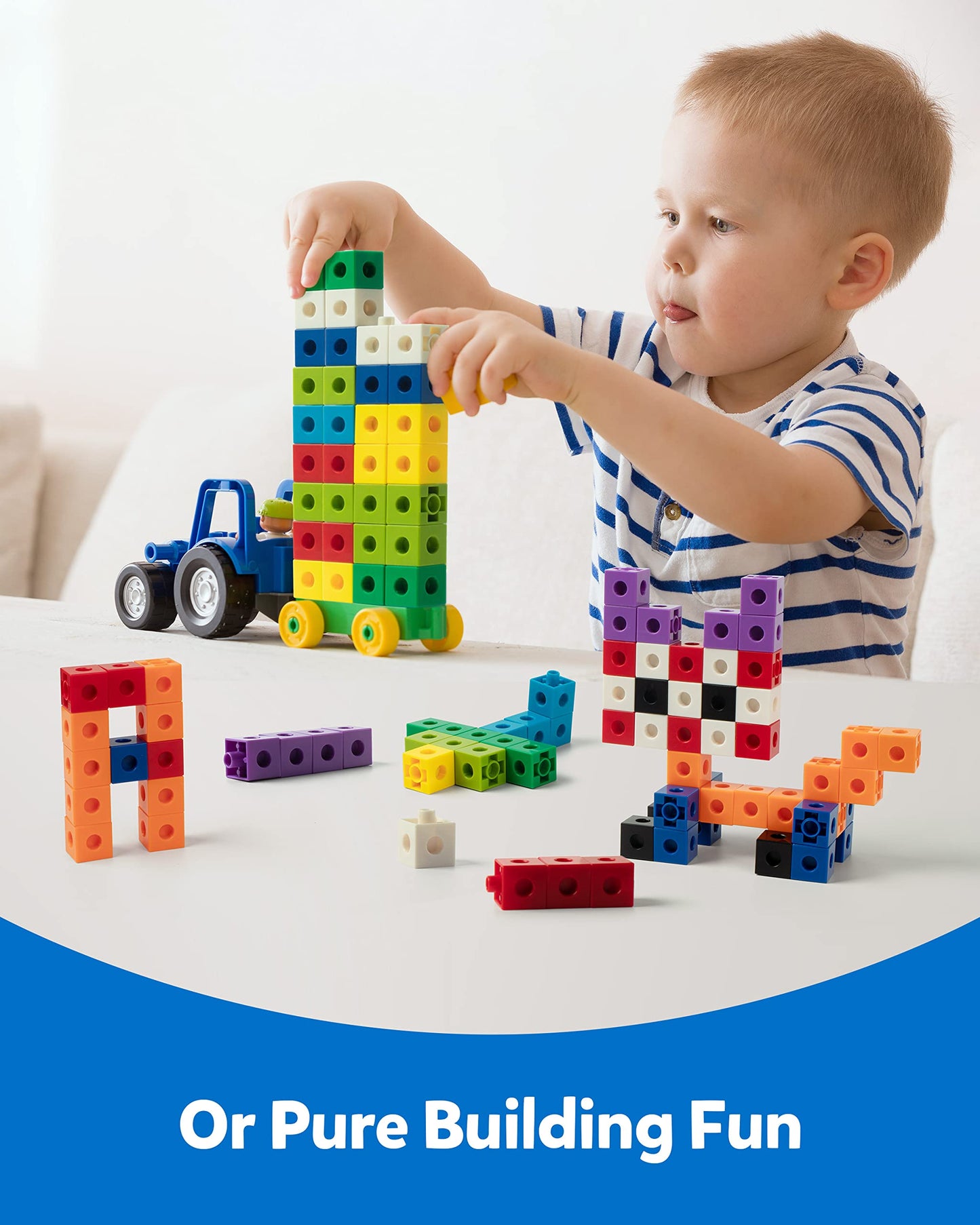 Coogam Math Cubes, Manipulatives Number Counting Blocks With Activity Snap Linking Cube Math Construction Toy Gift For Preschool Learning 3 4 5 Year Old