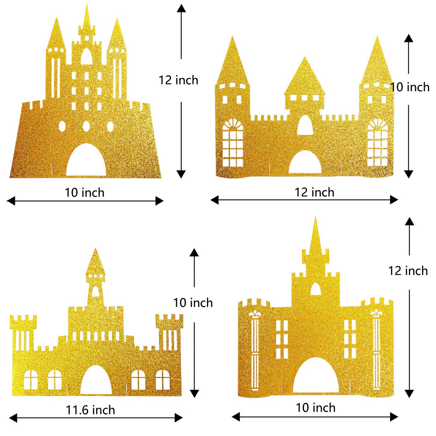 Gejoy 4 Pieces Castle Table Centerpiece Glitter Princess Theme Castle Centerpiece For Birthday Baby Shower Princess Party Table Decorations