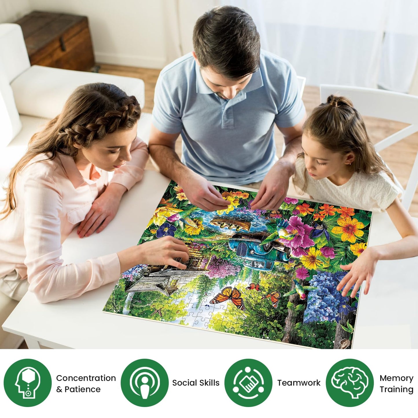 Najiaxiaowu 300 Piece Jigsaw Puzzle - Lake House Landscape, Cardboard, 20.5x15in, Fun for Adults & Kids Ages 8-12, Great Family Game