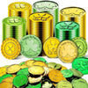 Lippbest St Patrick's Day Gold and Green Lucky Coins - 120 Pcs Plastic Shamrock Leprechaun Coins for Irish Party Table Decoratio
