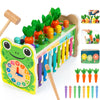 6-in-1 Wooden Montessori Toy with Mole Whacking Game & Xylophone for 1-5 Year Old Toddler, Activity Cube for 12+ Month Baby, Mul