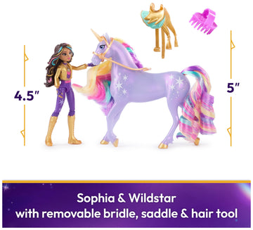 Unicorn Academy Dolls & Unicorn Toys Set, Sophia & Wildstar, 2 Accessories & Hair Tool, Ages 4+, Model 6066838, Plastic
