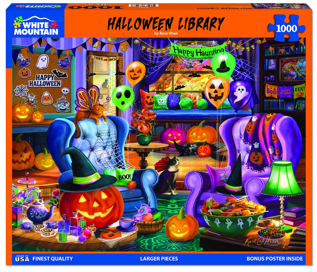 White Mountain 1000 Piece Halloween Jigsaw Puzzle Spooky Fall and Autumn Large Piece Puzzles Gift for Adults and Family 24x30 -