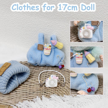 Clothes for 17cm Doll Cute Outfit Set for 17cm Dolls Adorable Dress-Up Accessories for Doll (Blue Bottle)