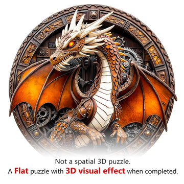 Wooden Puzzles for mature-themeds Unique Animal Shaped Mechanical Dragon mature-themed Puzzle 3D Vision Wooden Jigsaw Puzzles mature-themed Challenging Creative Gifts Family Games 13.4 * 13.3in 300pcs