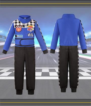 Bordazor Kids Race Car Driver Costume Racing Suit For Boys Girls Dress Up Halloween (3-4 Years)
