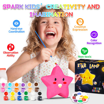 Paint Your Own Star Lamp Art Kit, Diy Star Night Light For Kids Painting Kit, Art Supplies Arts And Crafts For Kids Ages 8-12, Creative Arts & Crafts Toys, Boys Girls Birthday Gifts Age 3 4 5 6 7 8 9+
