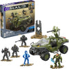 Mega Halo The Series Vehicle Building Toys Set, Fleetcom Warthog Atv With 469 Pieces, 5 Micro Action Figures, Poseable Articulation, Kids And Fans