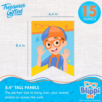 Treasures Gifted Officially Licensed Blippi Banner - Blippi Happy Birthday Banner - Blippi Birthday Party Supplies - Blippi Part