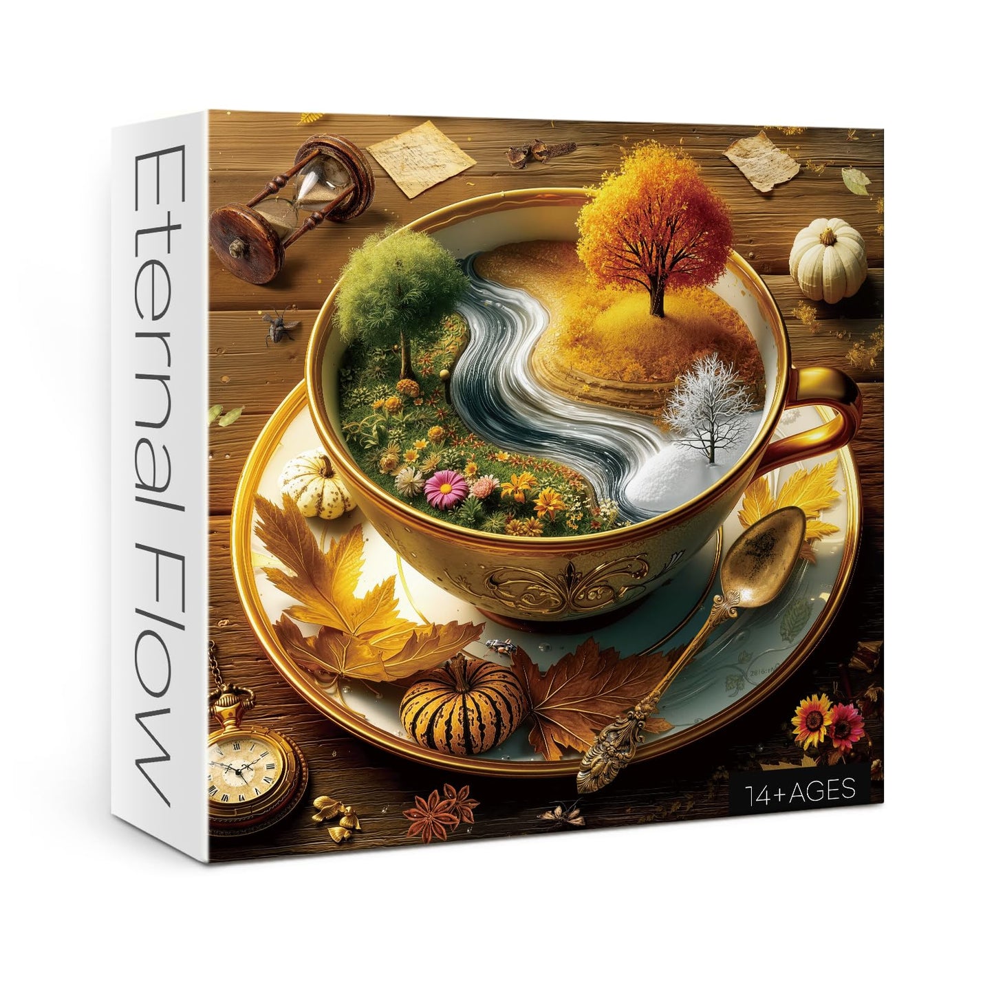 Seasons of Cup Puzzles for Adults 1000 Pieces Nature, Beautiful Landscape Plant Flower Garden Art Jigsaw Puzzles, Fall Tree Chal