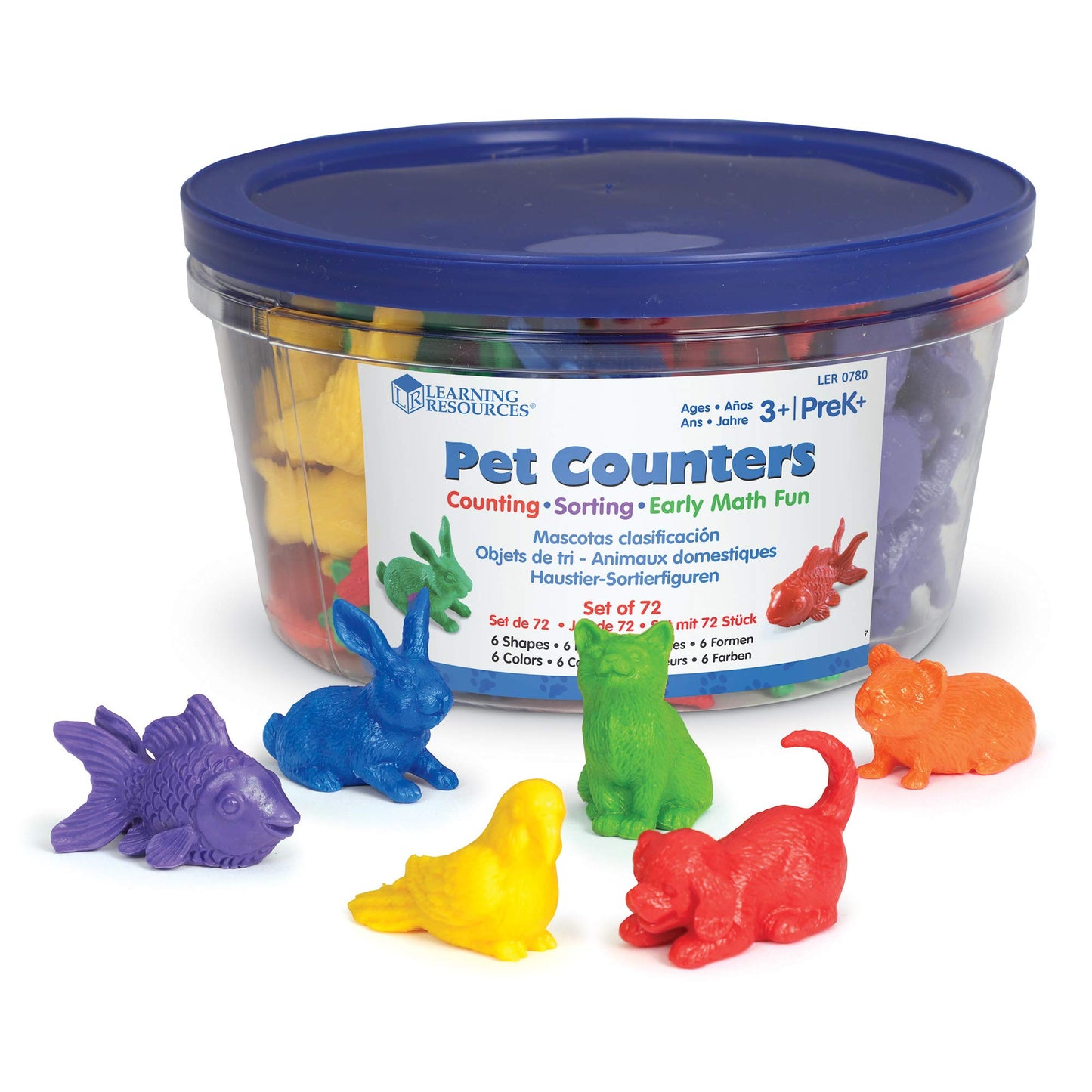 Learning Resources Domestic Pets Counters - Educational Sorting Toy, 72 Pieces, Multicolor, Plastic, Model LER0780