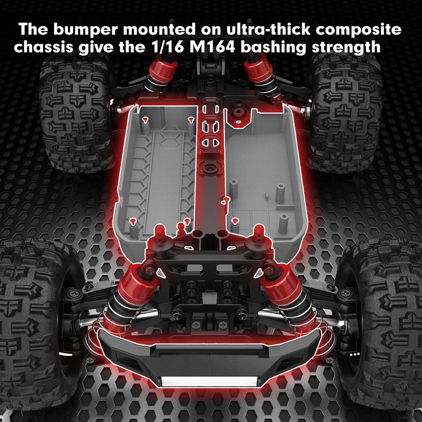 MEW4 1/16 4X4 RC Offroad Truck - RTR Durable Beginner RC Car, High Speed 38 Km/h, Remote Control Monster Truck with 2 1500 mAh B