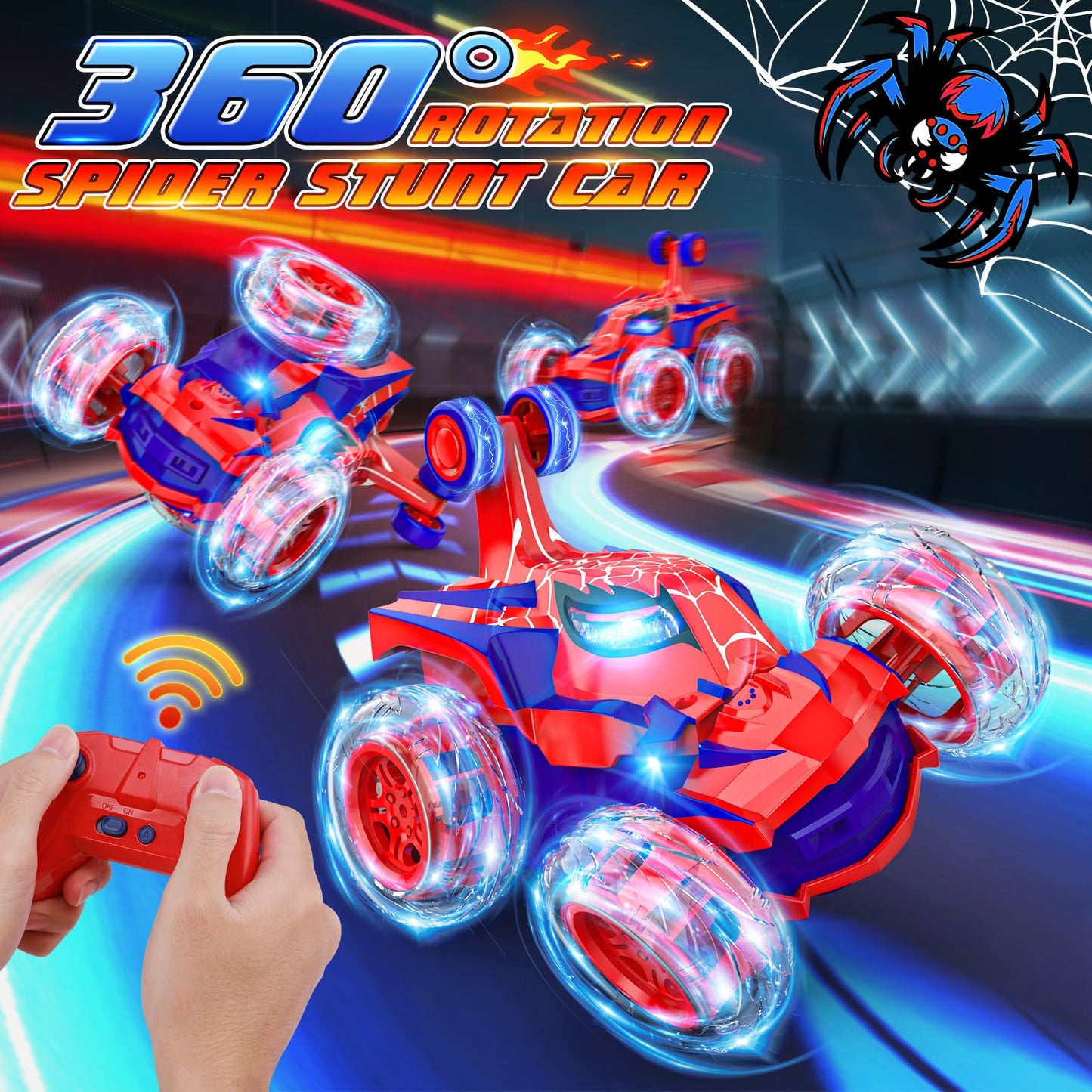 Mafbeanl Remote Control Car Stunt RC Cars 360 Rotating with 2.4GHz Rechargeable Wheel Lights Toys Car Gift for Boys 3 4 5 6 7 8