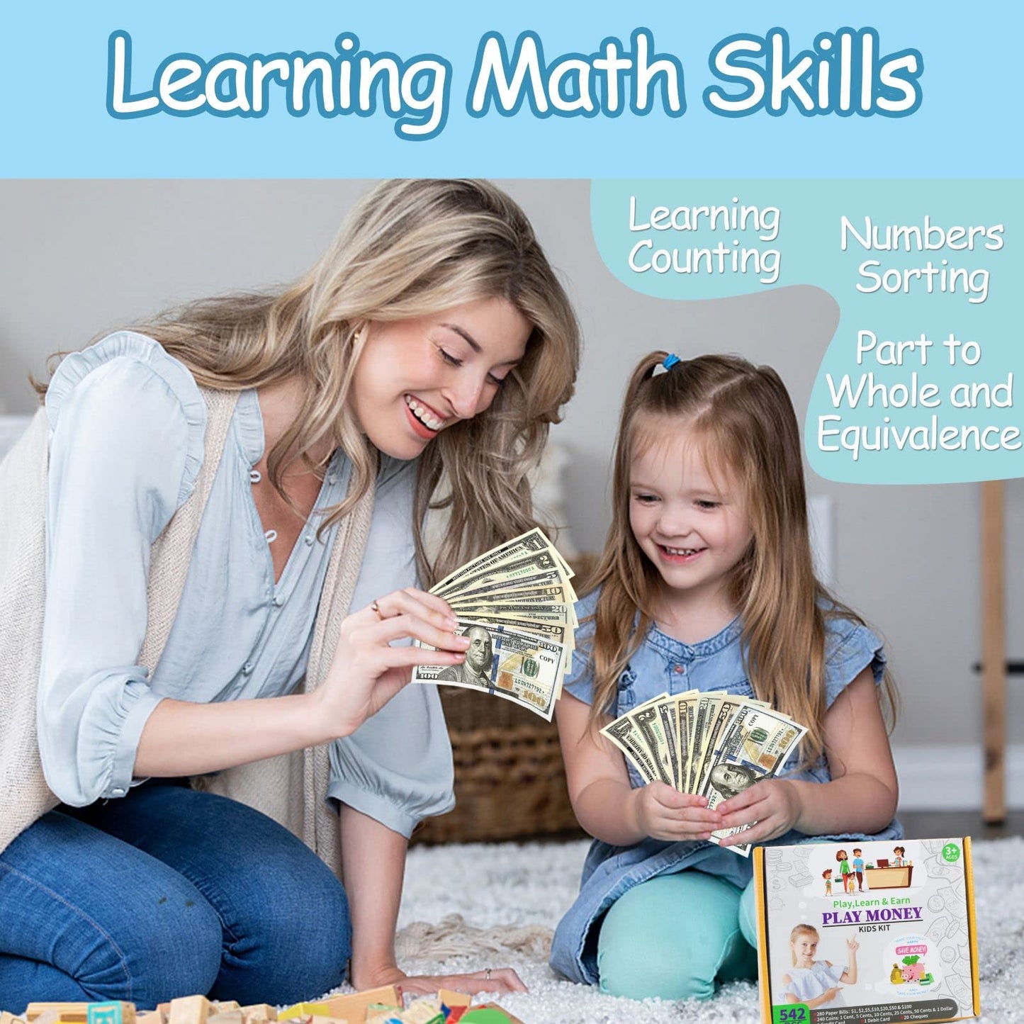 Powza 542 Pcs Teaching Math Sets, Toys for 3 4 5 6 Year Old Boys Girls, Number Learning Education Toys for Kids Ages 3-8 Develop