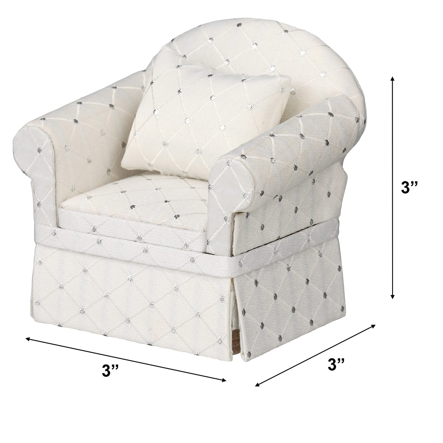 Dollhouse Sofa Armchair Upholstered, Miniature Living Room Furniture Chair, Fabric, Accessories For 6 Inch Dolls, 1/12 Scale