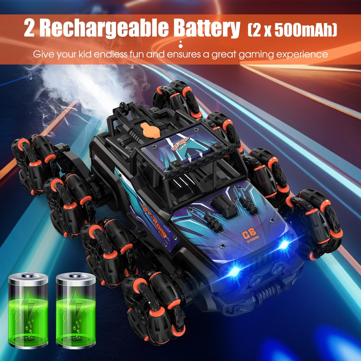 Hand Controlled RC Stunt Car: 8WD Gesture Sensing Remote Control Cars, 8 Wheels, 360 Rotation Toys Car, Rechargeable RC Cars for