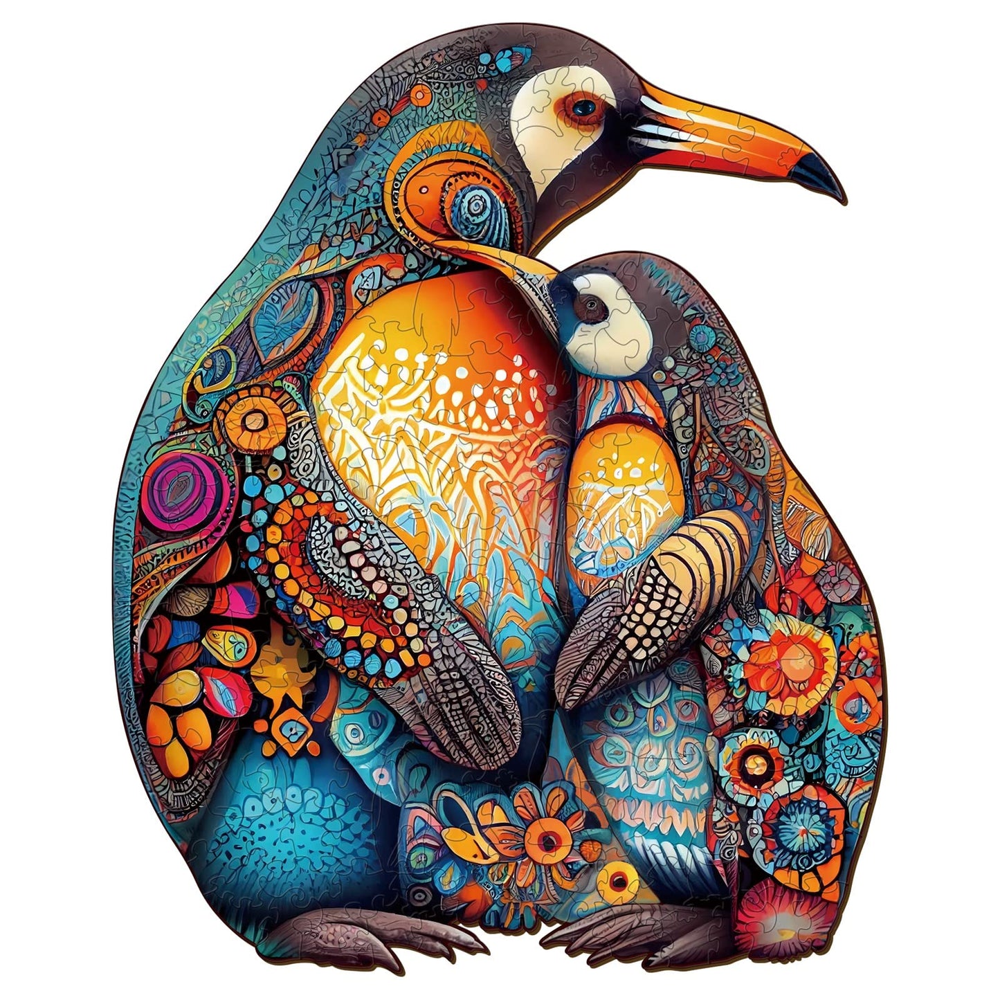 Woodemon Wooden Jigsaw Puzzles, Wooden Puzzles For Adults And Kids, (M-190Pcs-11.8 * 9.6In) Penguin Family Unique Shape Animal Wooden Puzzle, Wood Puzzles Jigsaw, Puzzle Gift Perfect Family Games