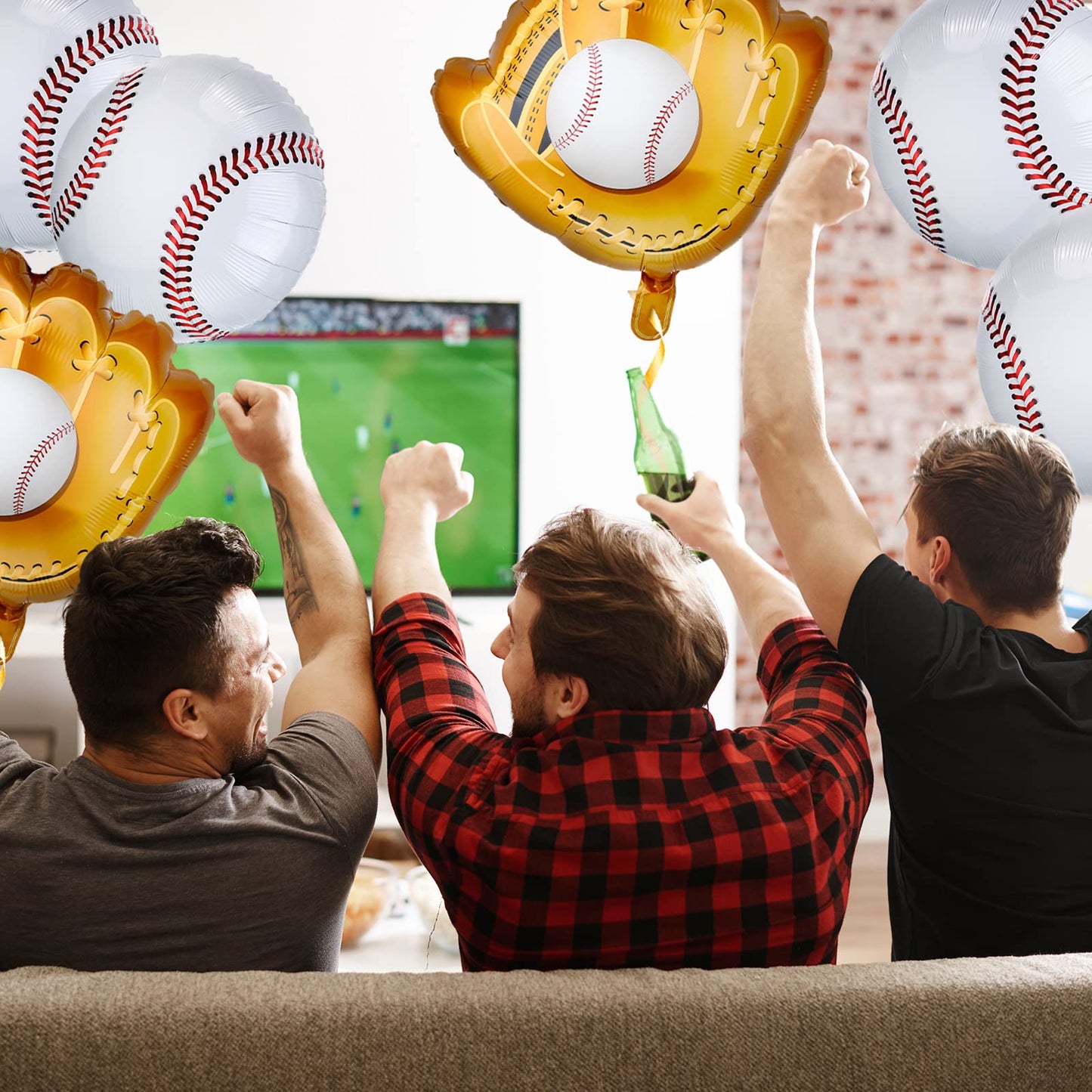 Skylety Baseball Balloons Set - 18 Pieces 18" Foil Balloons, 20" Glove, 30" Bat, Assorted Colors, Great for Sports Theme Party Decorations