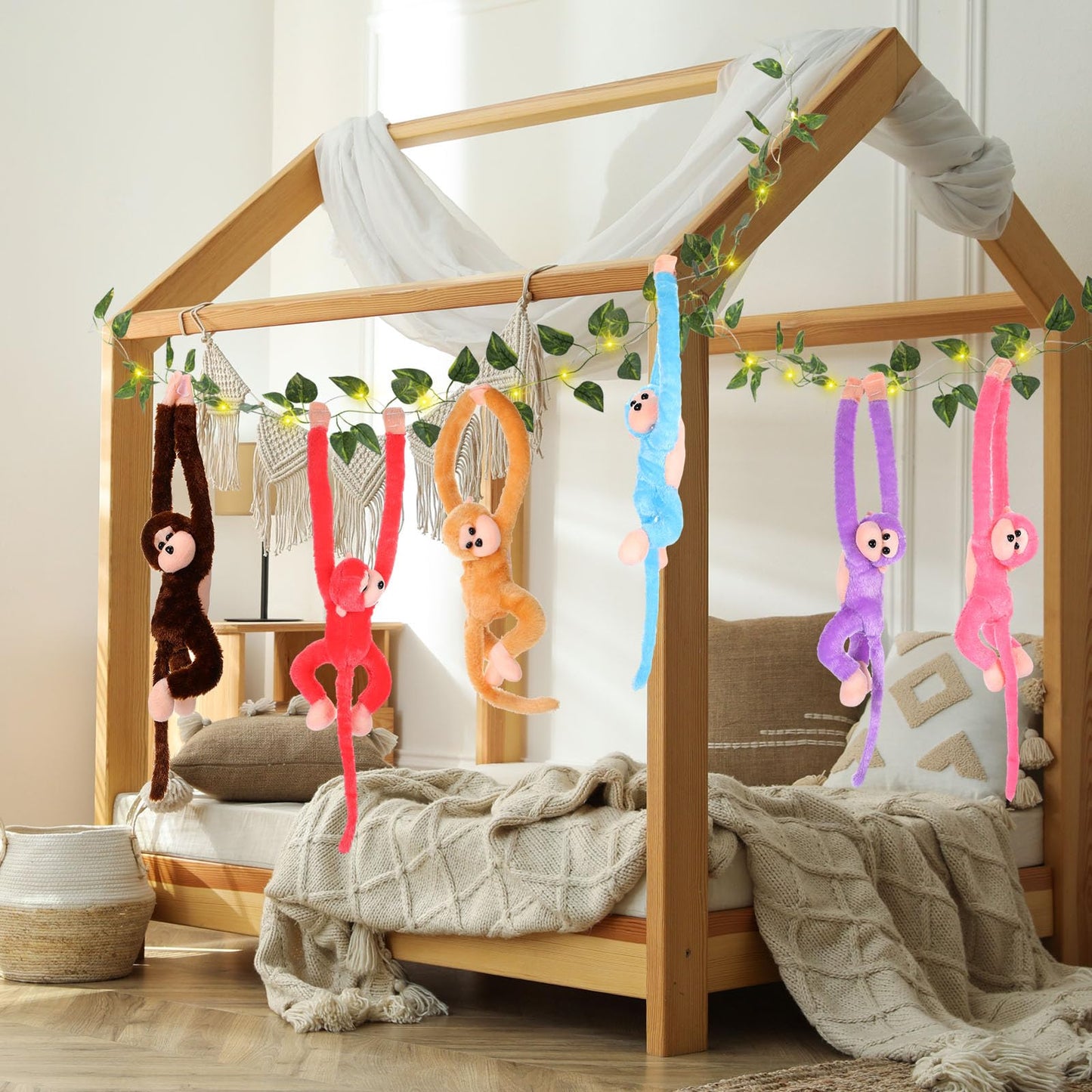 Gemscream 12 Pcs 20 Inch Hanging Monkey Stuffed Animal Stuffed Monkey Plush Toy With 2 Pcs Hanging Artificial Ivy Vines 2 Pcs 20