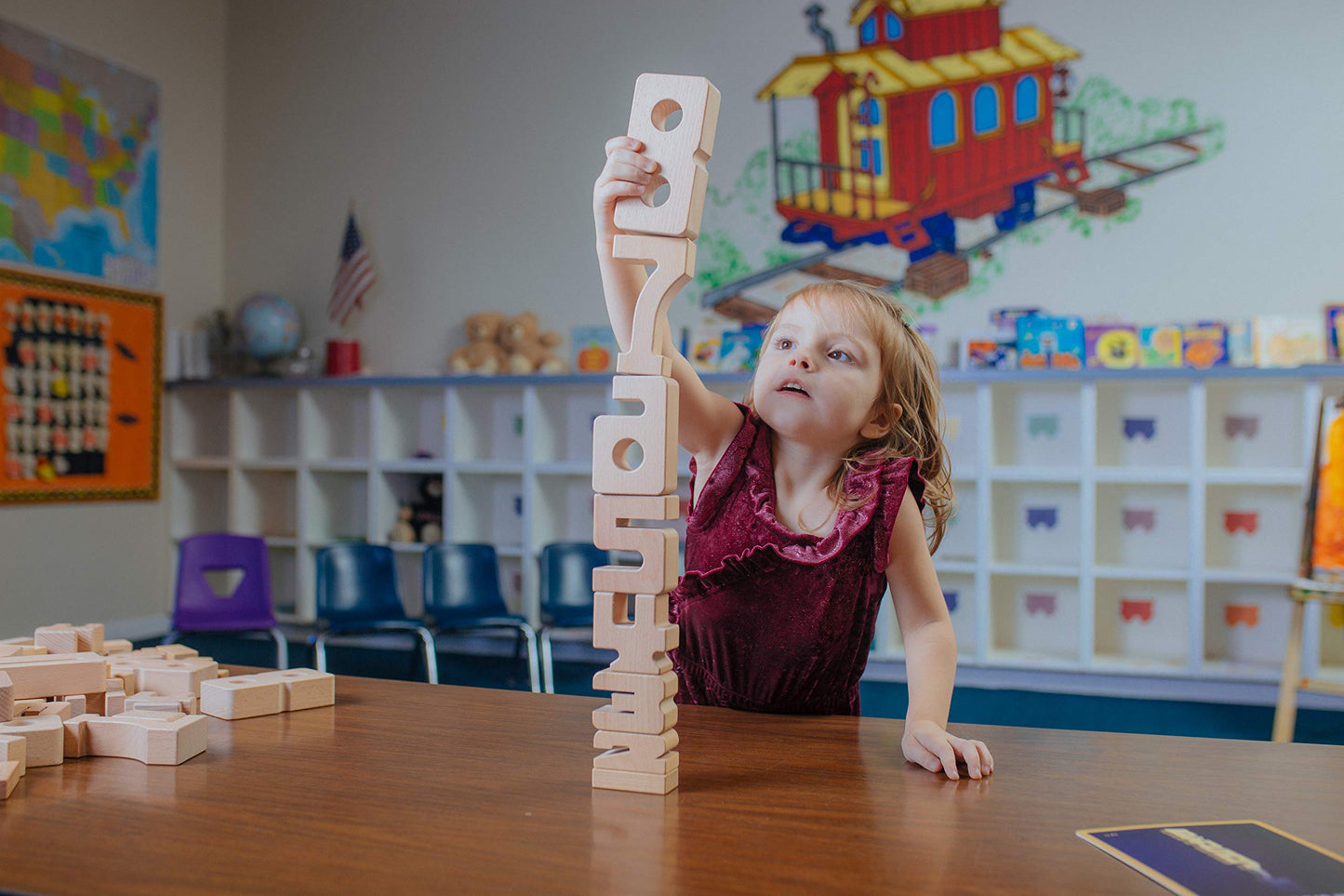 Sumblox All-New Starter Set Of 38 Math Building Blocks - Stem Solid Wood Educational Number Blocks, Includes 36 Activity Cards