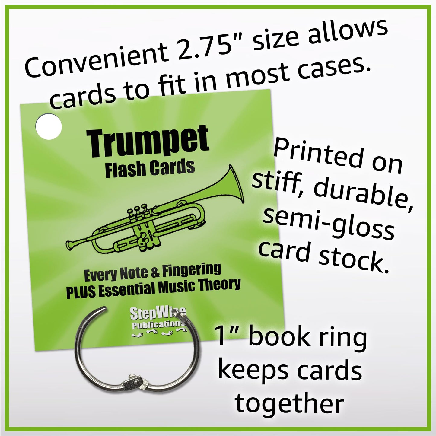 Stepwise Publications Music Flash Cards: Learning Games With Notes, Instrument Fingerings, & Music Theory (Trumpet)