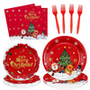 XJLANTTE Christmas Party Decorations - Including Merry Christmas Paper Plates, Snowman Napkins, Forks Christmas Dinnerware Set f