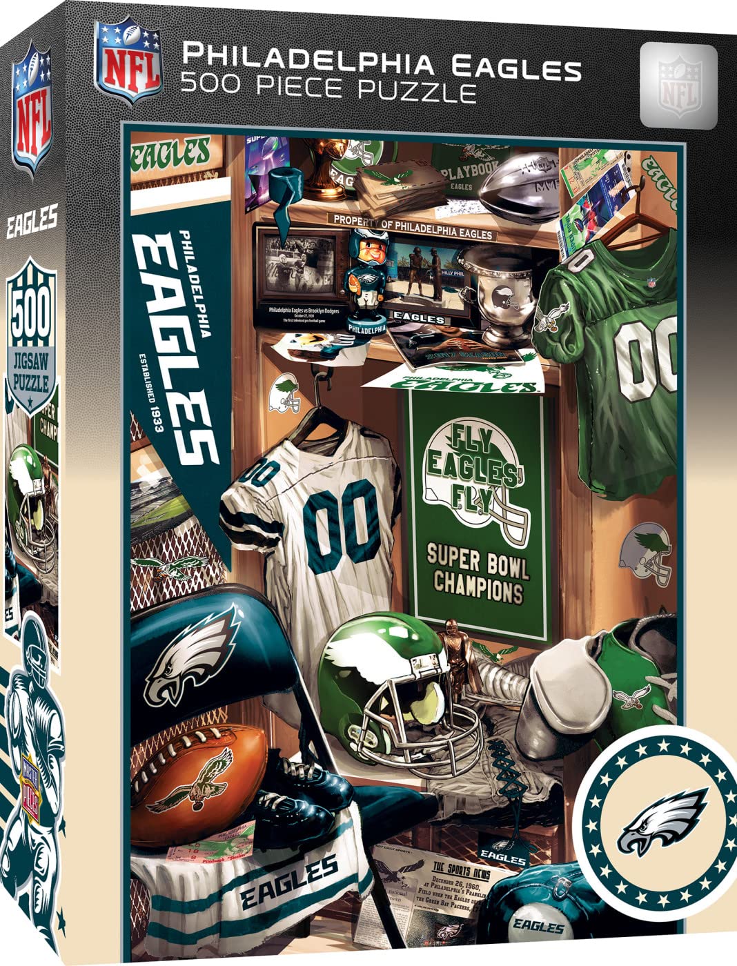 MasterPieces Game Day 500 Piece Jigsaw Puzzle for Adults - NFL Philadelphia Eagles Locker Room - 15x21