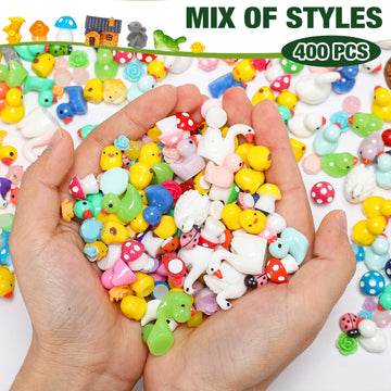 Barydat 400 Pcs Mini Resin Garden Figures for Pranks Hide Crafts Tiny Resin Animals Accessories for Miniature Garden Landscape D