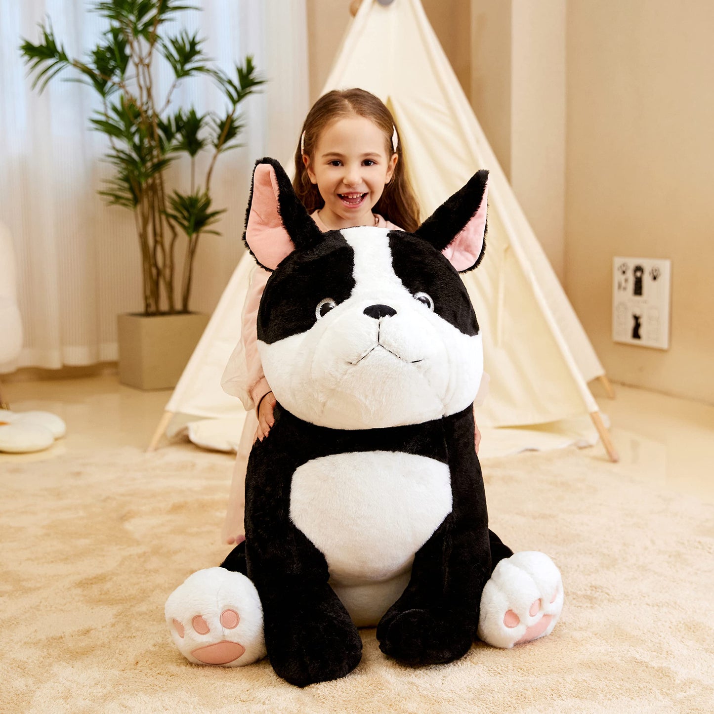 IKASA Giant French Bulldog Plush Toy - 25 Jumbo Soft Stuffed Animal, Cute & Fluffy, Perfect Gift for Kids and Dog Lovers