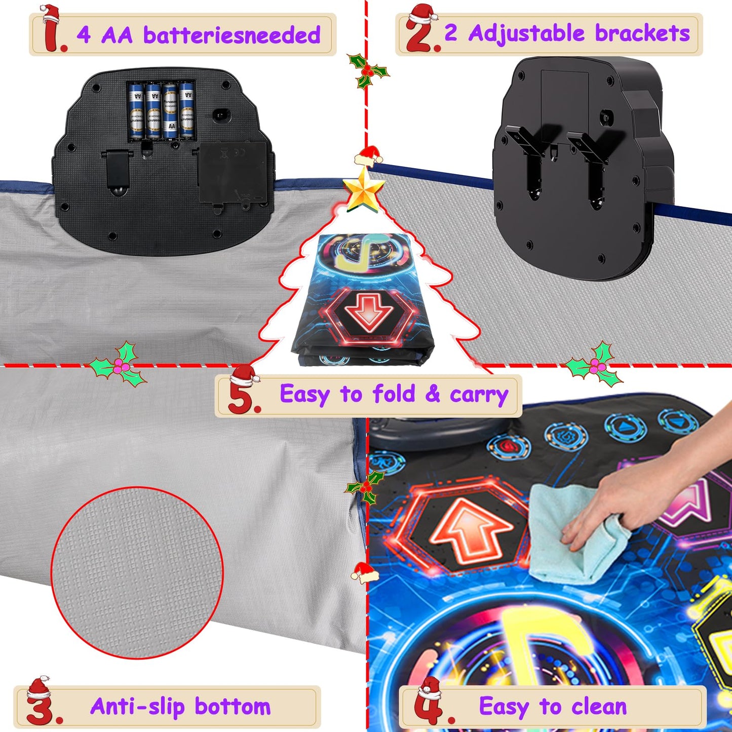 2024 Upgraded Dance Mat Toys For 3-12 Year Old Kids, Electronic Dance Pad With Light-Up 8-Button Wireless Bluetooth, Music Dance