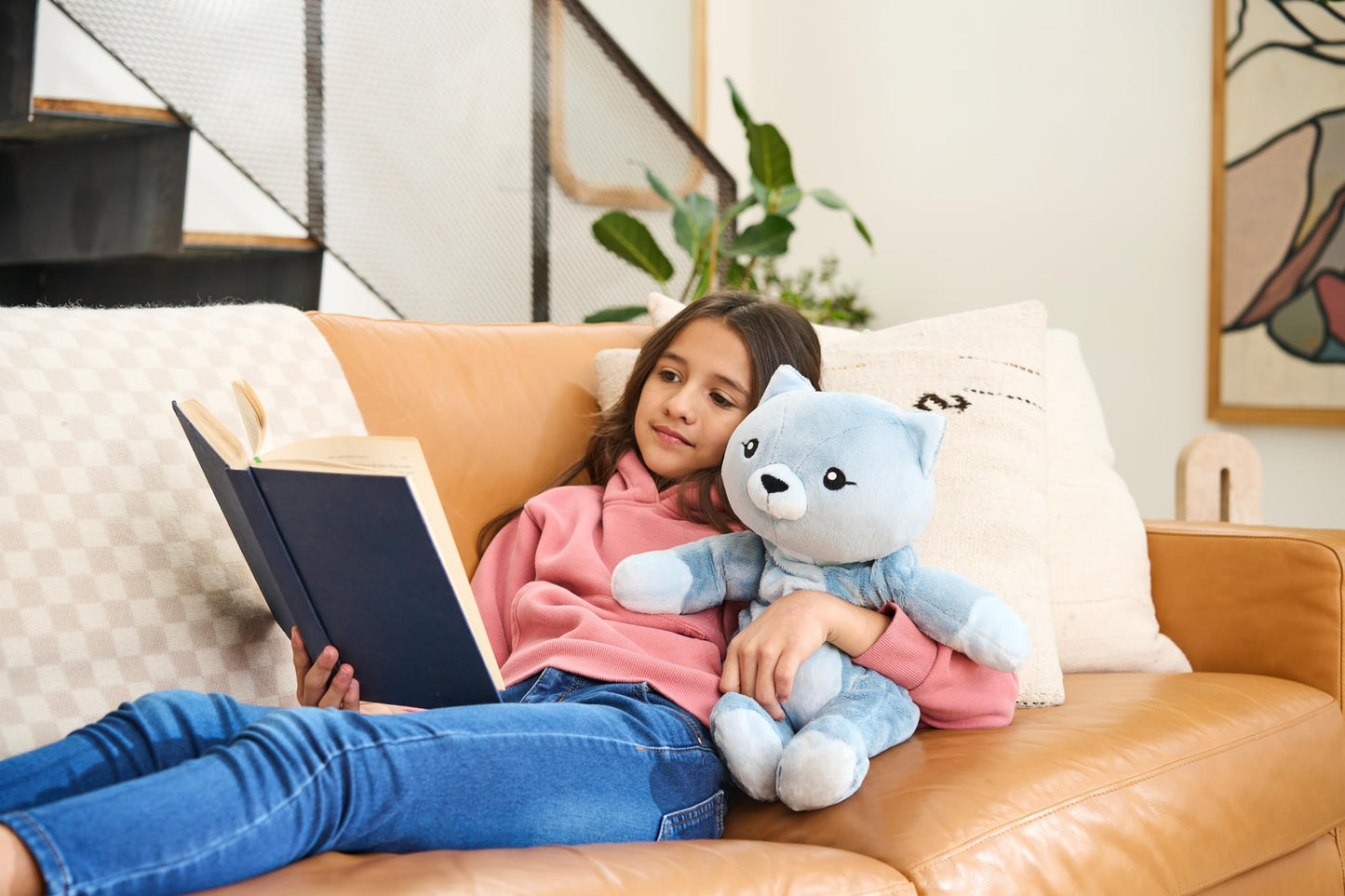 Hugimals Frankie The Cat 4.5 Lb Heavy Cute Weighted Comfort Plush Large Unscented Self Care Stuffed Animal For All Ages - Kids, Teens And Adults