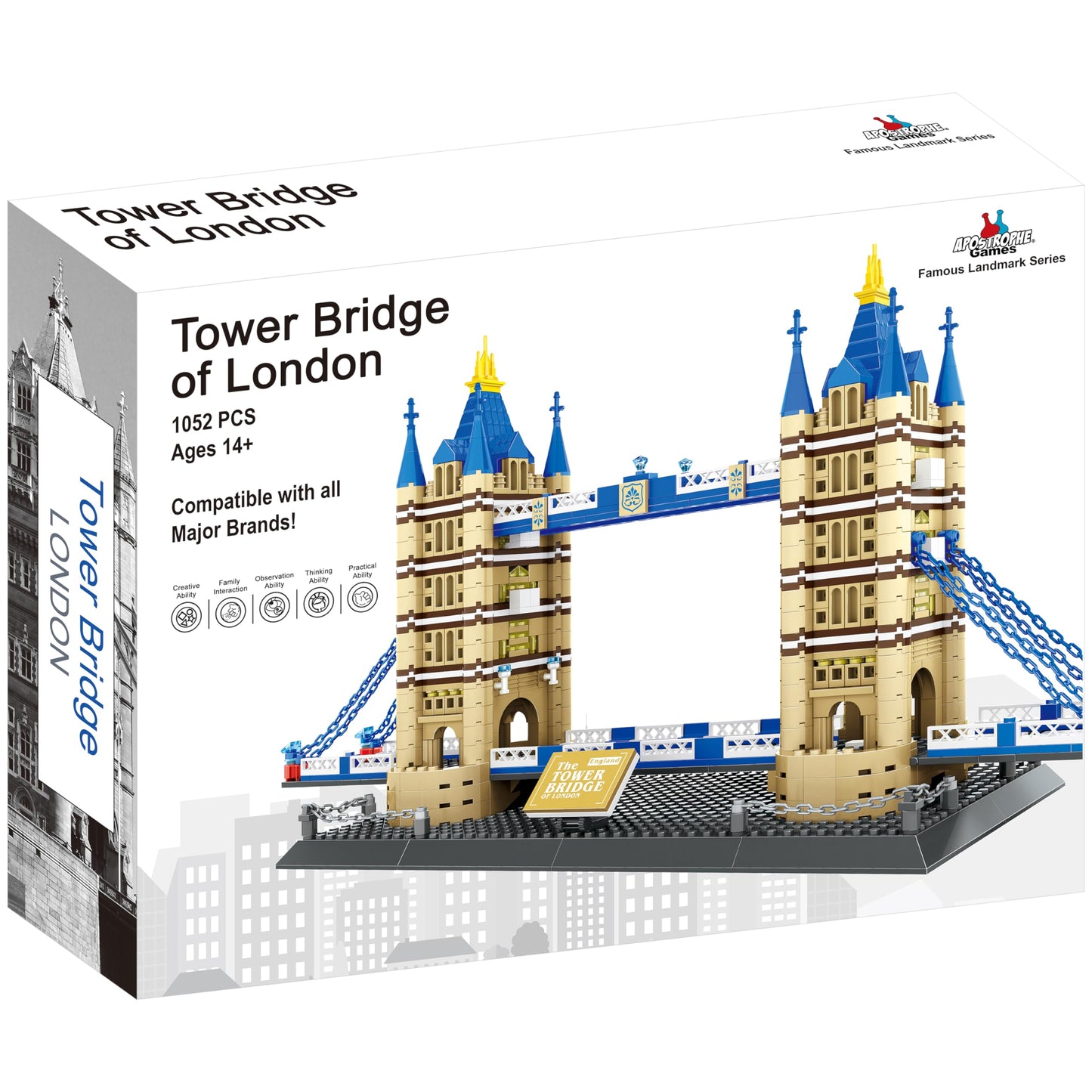 Apostrophe Games Tower Bridge Building Block Set - 1,054 Pieces, Multicolor Plastic Architecture Kit for Adults and Kids