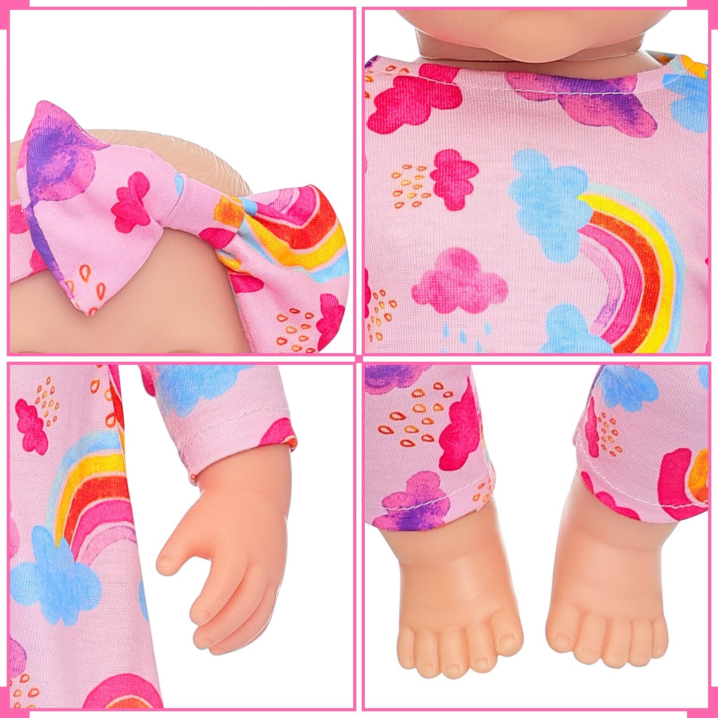 Ecore Fun 5 Sets Baby Doll Clothes And Headbands Baby Doll Accessories Set For 14 -16 Inch Doll, Total 10 Pcs Cute Pattern Jumpsuit Doll Clothes And Accessories For 15 Inch Baby Dolls 18 Inch Dolls