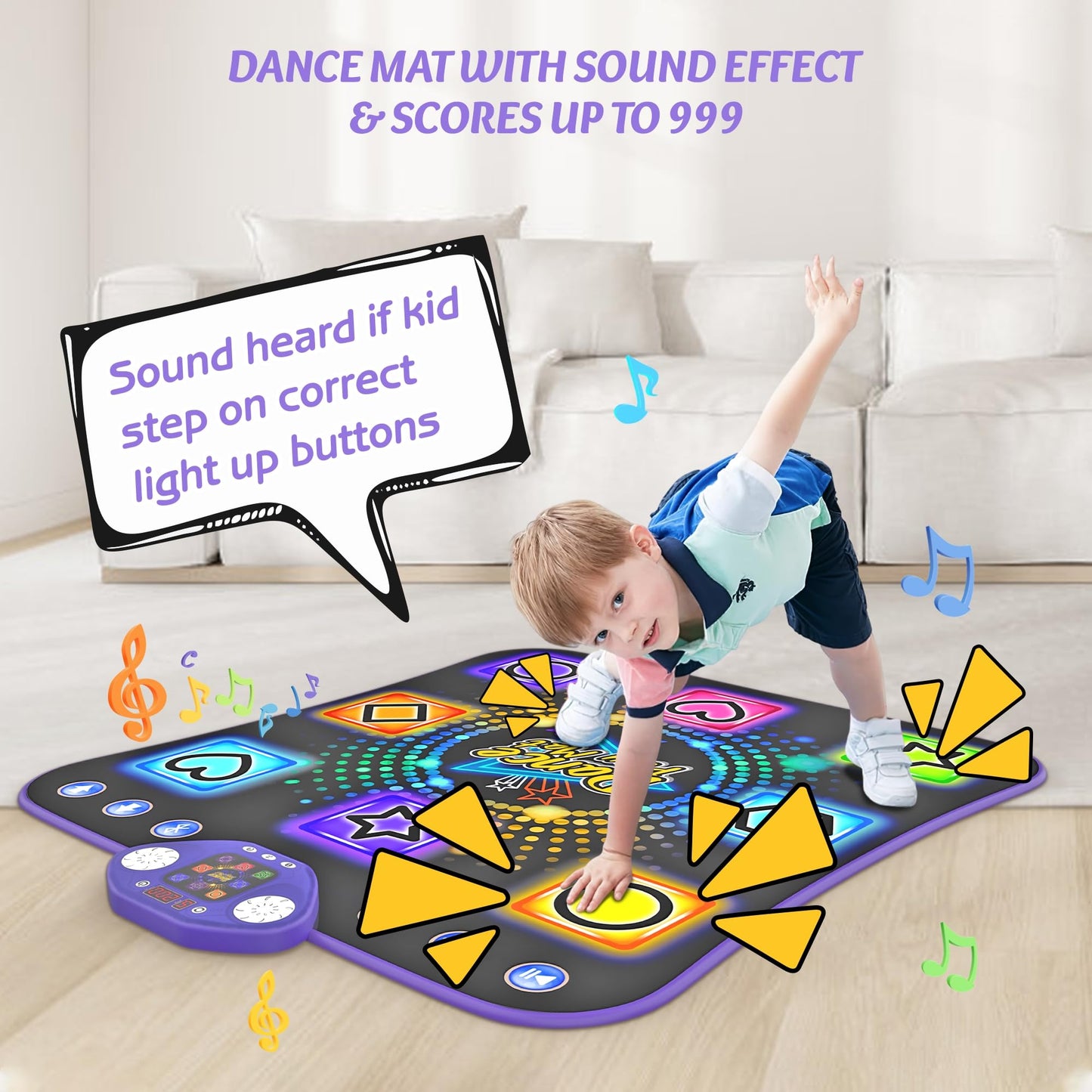 Dance Mat Toys For 3-12 Year Old Gifts, Light Up 8 Buttons Dance Mat For Kids Age 4-8 Bluetooth Dance Pad, Kids Toy 8-12 Year Ol