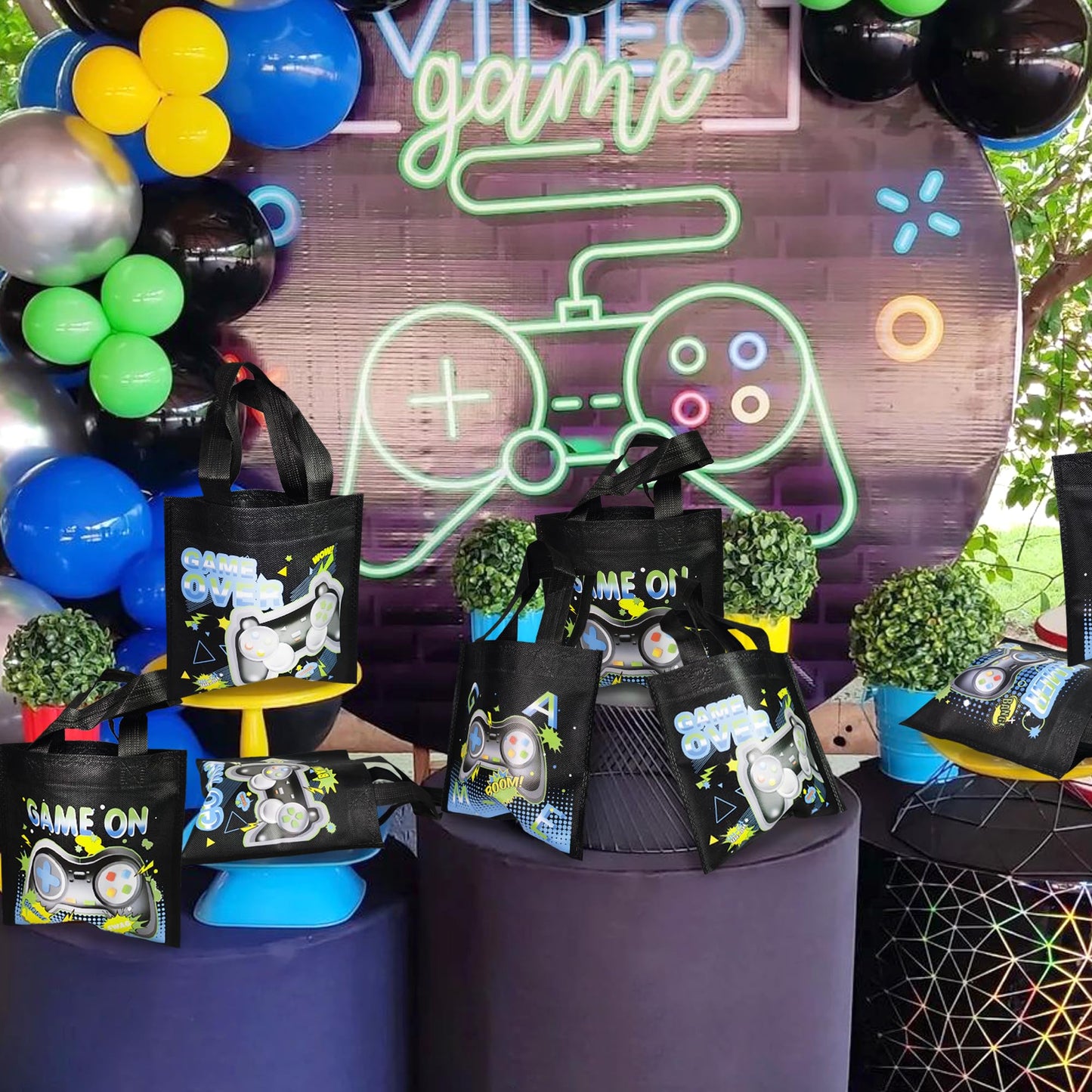 BANBALLON 20 PCS Video Game Party Favor Bags Gamer Gift Bags Treat Gift Bags for Kids Game On Birthday Party Video Game Theme Pa