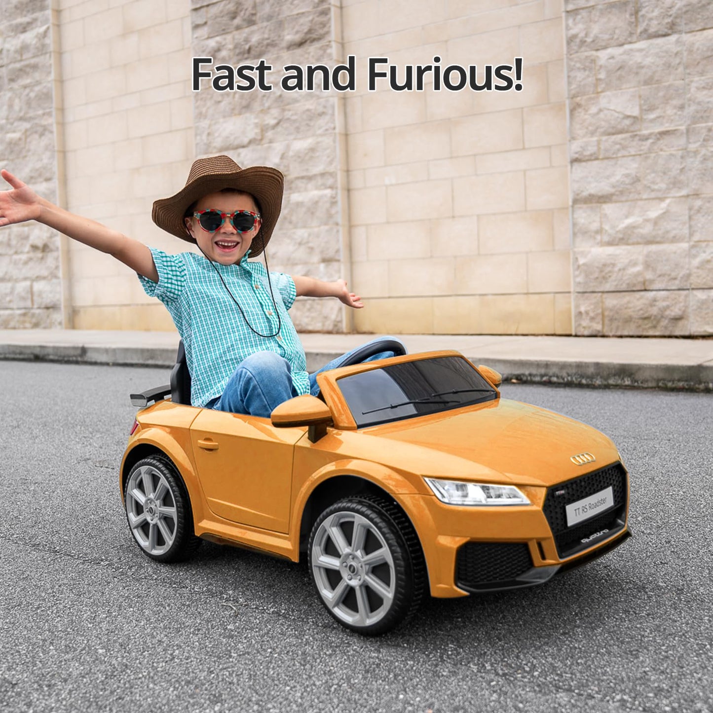 Hikiddo Electric Car For Kids, Licensed Audi 6V Kids Ride On Car Toy For Toddlers With Remote, Bluetooth - Yellow