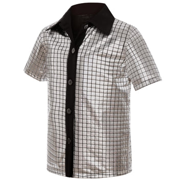 Sizgaroot 70S Outfits For Boys Disco Costume Kids Halloween Party Dress Up (Silver, 5-7 Years)